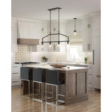 Progress Lighting Goodwin 4-Light Matte Black Farmhouse Clear Glass Linear Large Hanging Kitchen Island Light