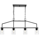 Progress Lighting Goodwin 4-Light Matte Black Farmhouse Clear Glass Linear Large Hanging Kitchen Island Light