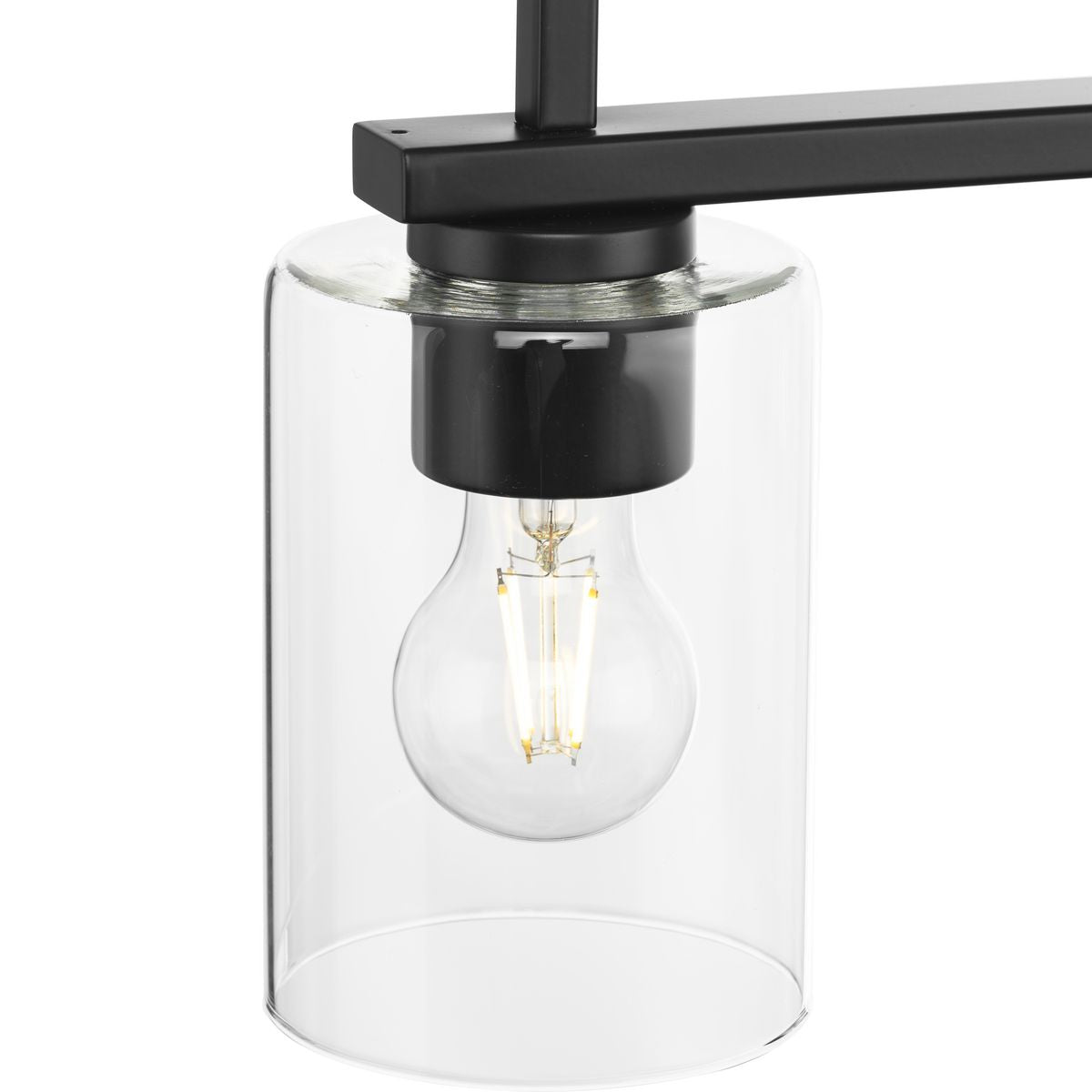 Progress Lighting Goodwin 4-Light Matte Black Farmhouse Clear Glass Linear Large Hanging Kitchen Island Light