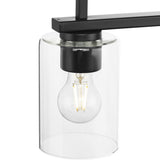 Progress Lighting Goodwin 4-Light Matte Black Farmhouse Clear Glass Linear Large Hanging Kitchen Island Light