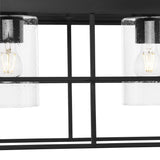 Progress Lighting Burgess 4-Light Matte Black Farmhouse Clear Glass Linear Large Hanging Kitchen Island Light