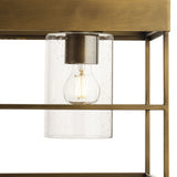 Progress Lighting Burgess 4-Light Aged Bronze Farmhouse Clear Glass Linear Large Hanging Kitchen Island Light