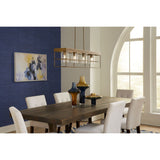 Progress Lighting Burgess 4-Light Aged Bronze Farmhouse Clear Glass Linear Large Hanging Kitchen Island Light