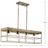 Progress Lighting Burgess 4-Light Aged Bronze Farmhouse Clear Glass Linear Large Hanging Kitchen Island Light