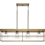 Progress Lighting Burgess 4-Light Aged Bronze Farmhouse Clear Glass Linear Large Hanging Kitchen Island Light