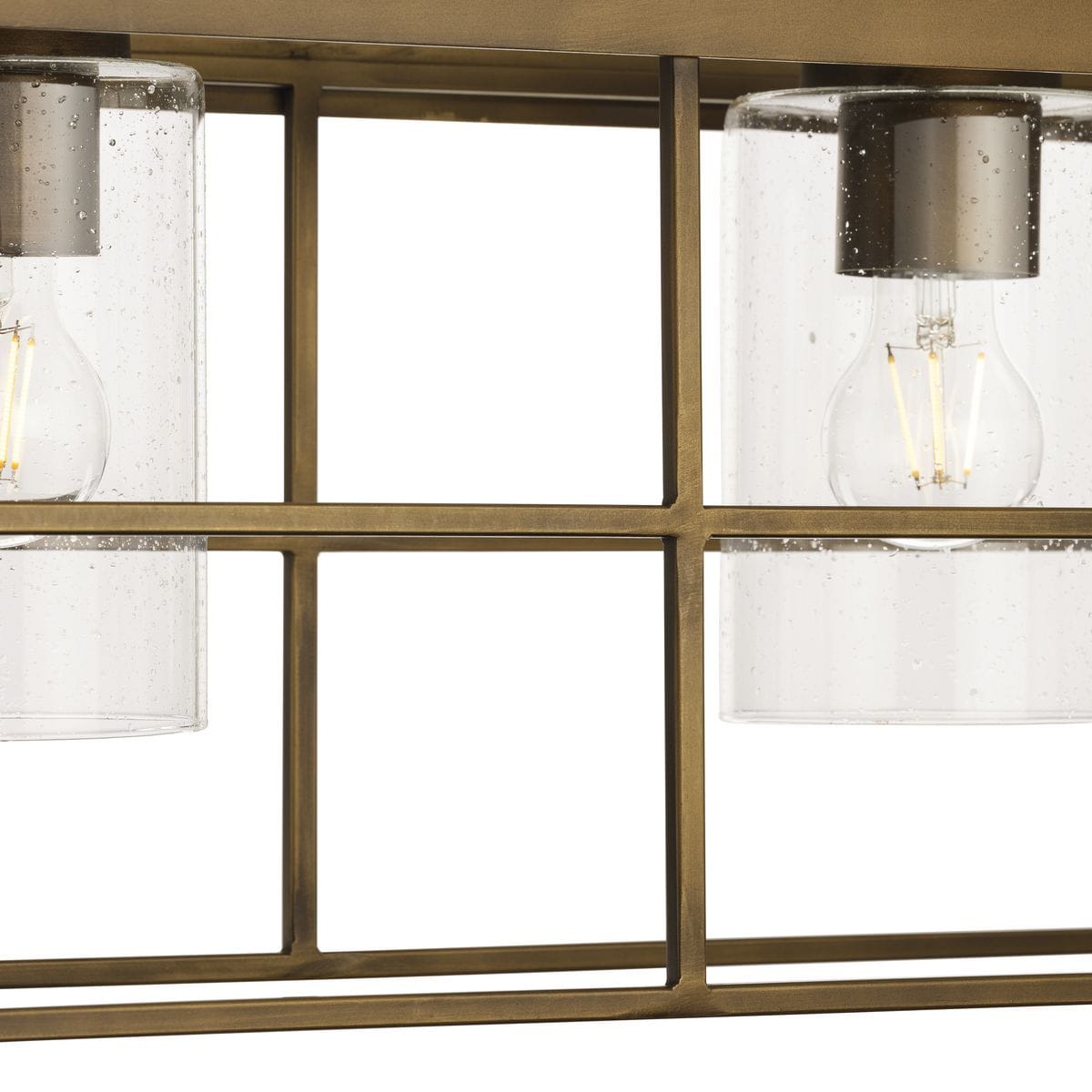 Progress Lighting Burgess 4-Light Aged Bronze Farmhouse Clear Glass Linear Large Hanging Kitchen Island Light