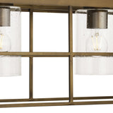 Progress Lighting Burgess 4-Light Aged Bronze Farmhouse Clear Glass Linear Large Hanging Kitchen Island Light