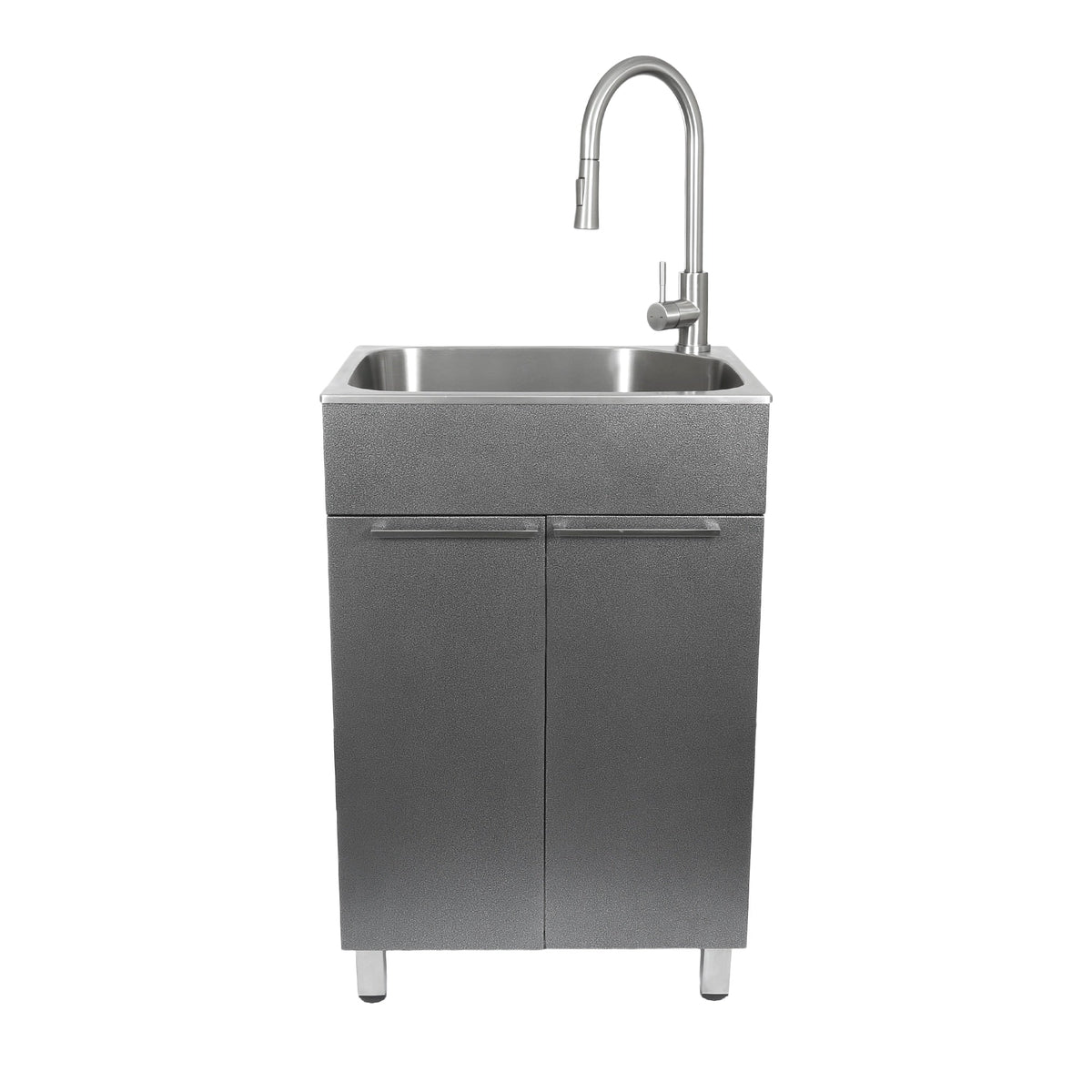 Presenza Brushed Steel Drop-In Utility Tub with Faucet