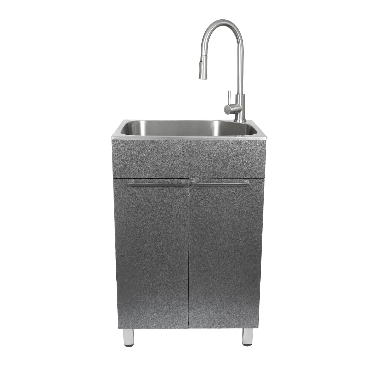 Presenza Brushed Steel Drop-In Utility Tub with Faucet