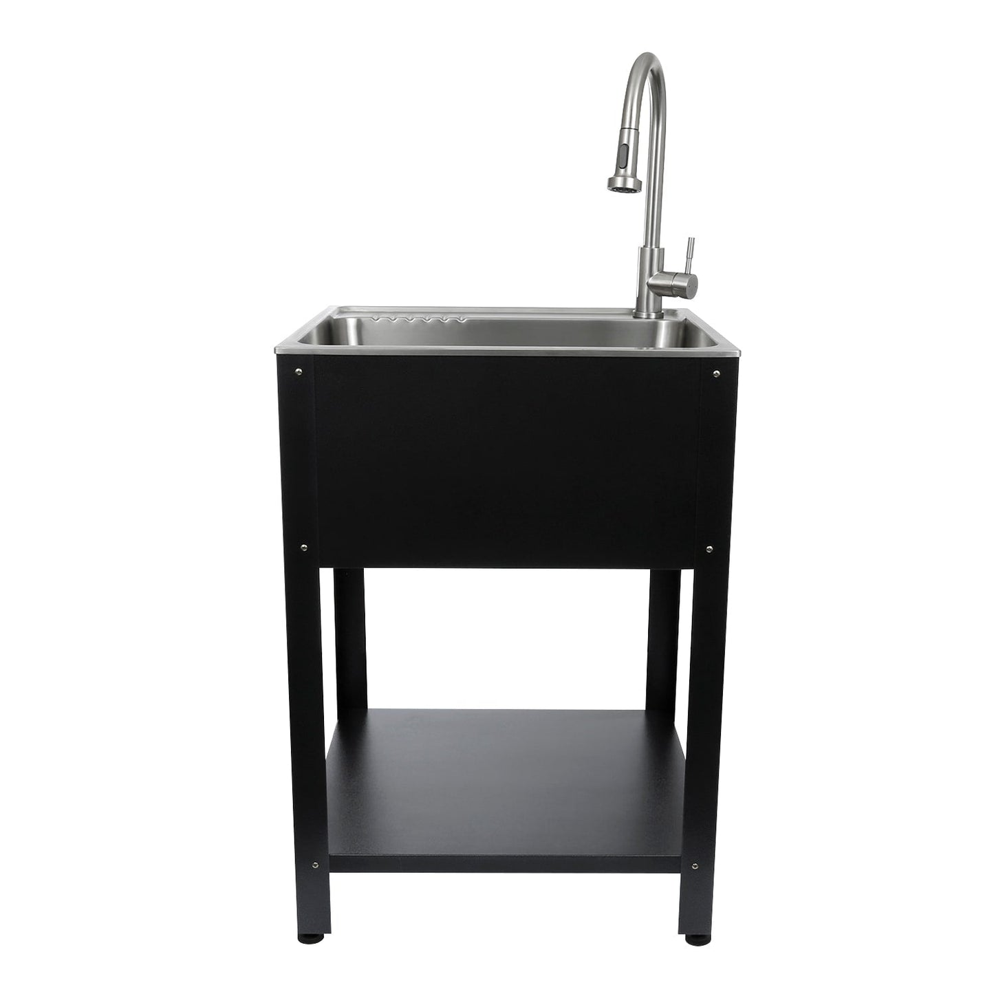 Presenza 24.1-in Brushed Steel Drop-In Utility Tub with Faucet