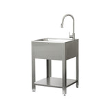 Presenza 24.1-in x 21.3-in Brushed Steel Utility Tub with Faucet