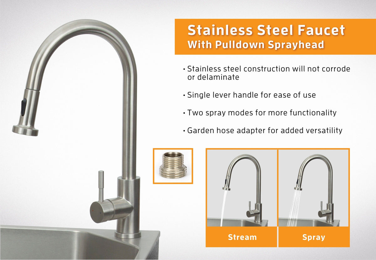 Presenza 24.1-in x 21.3-in Brushed Steel Utility Tub with Faucet