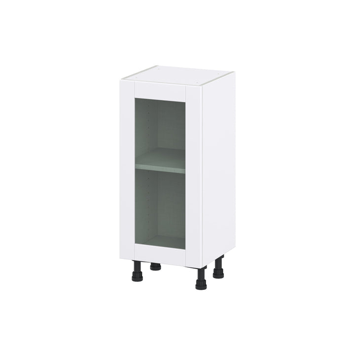 Hugo&Borg Rosemont 15-in W x 34.5-in H x 16-in D Glacier White Base Fully Assembled Cabinet (Glass Panel Shaker Door Style)