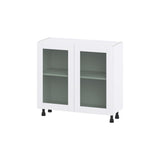Hugo&Borg Rosemont 36-in W x 34.5-in H x 16-in D Glacier White Base Fully Assembled Cabinet (Glass Panel Shaker Door Style)