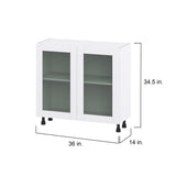 Hugo&Borg Rosemont 36-in W x 34.5-in H x 16-in D Glacier White Base Fully Assembled Cabinet (Glass Panel Shaker Door Style)