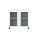 Hugo&Borg Rosemont 36-in W x 34.5-in H x 16-in D Glacier White Base Fully Assembled Cabinet (Glass Panel Shaker Door Style)