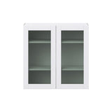 Hugo&Borg Rosemont 36-in W x 35-in H x 14-in D Glacier White Wall Fully Assembled Cabinet (Glass Panel Shaker Door Style)