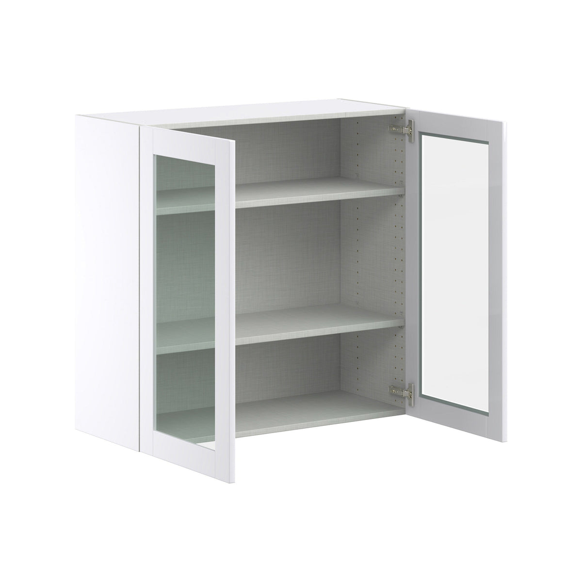 Hugo&Borg Rosemont 36-in W x 35-in H x 14-in D Glacier White Wall Fully Assembled Cabinet (Glass Panel Shaker Door Style)