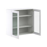 Hugo&Borg Rosemont 36-in W x 35-in H x 14-in D Glacier White Wall Fully Assembled Cabinet (Glass Panel Shaker Door Style)