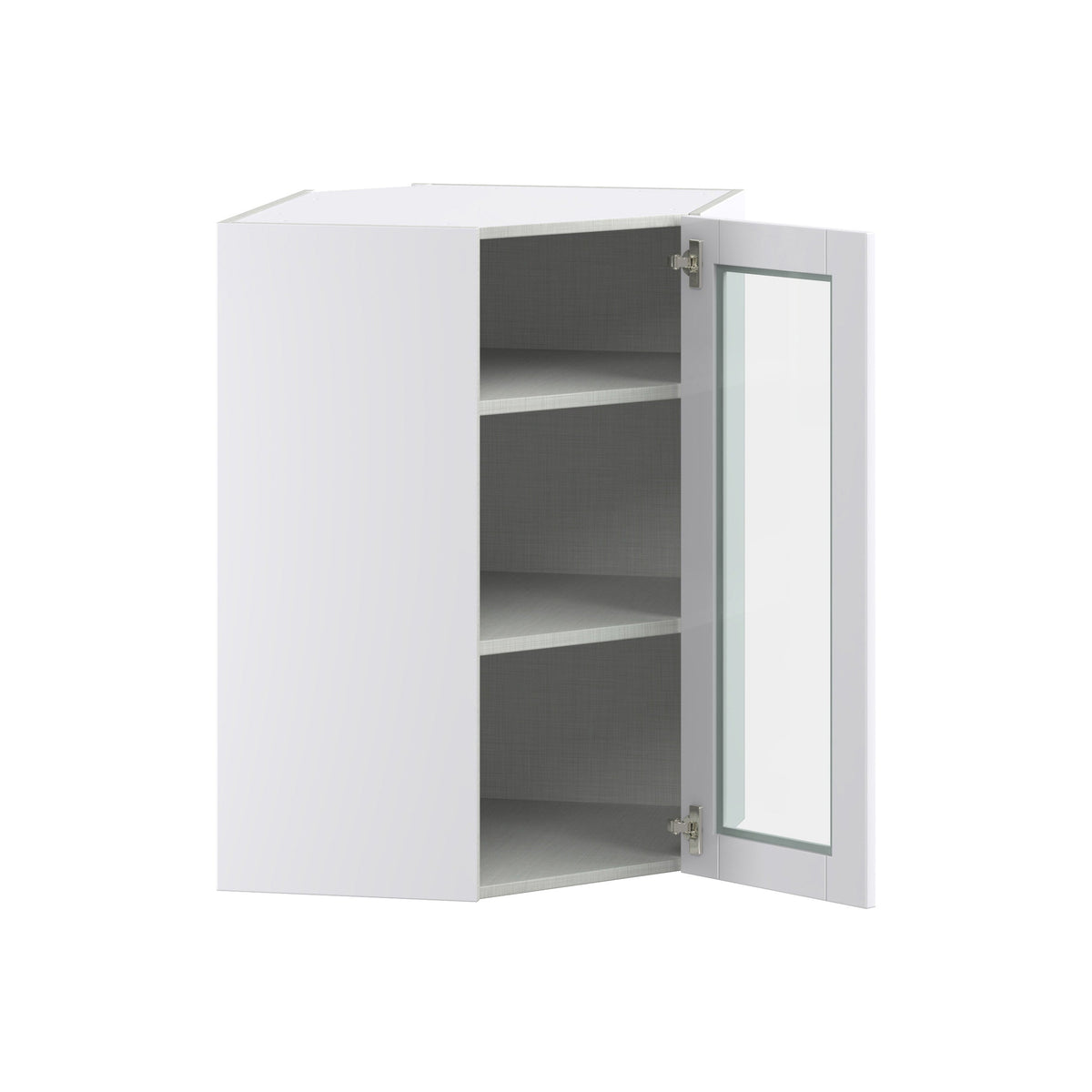 Hugo&Borg Rosemont 24-in W x 35-in H x 14-in D Glacier White Blind Corner Wall Fully Assembled Cabinet (Glass Panel Shaker Style)