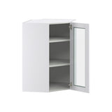 Hugo&Borg Rosemont 24-in W x 35-in H x 14-in D Glacier White Blind Corner Wall Fully Assembled Cabinet (Glass Panel Shaker Style)