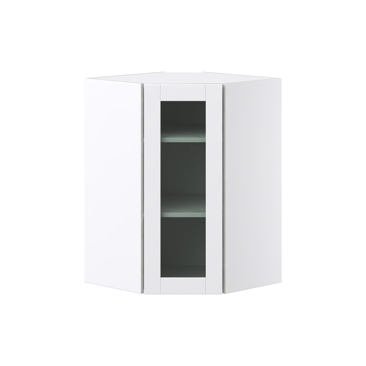 Hugo&Borg Rosemont 24-in W x 35-in H x 14-in D Glacier White Blind Corner Wall Fully Assembled Cabinet (Glass Panel Shaker Style)