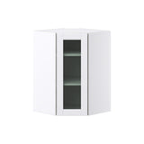 Hugo&Borg Rosemont 24-in W x 35-in H x 14-in D Glacier White Blind Corner Wall Fully Assembled Cabinet (Glass Panel Shaker Style)