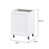 Hugo&Borg Rosemont 24-in W x 34.5-in H x 24-in D Glacier White 3-Drawers Base Fully Assembled Cabinet (Flat Panel Shaker Style)