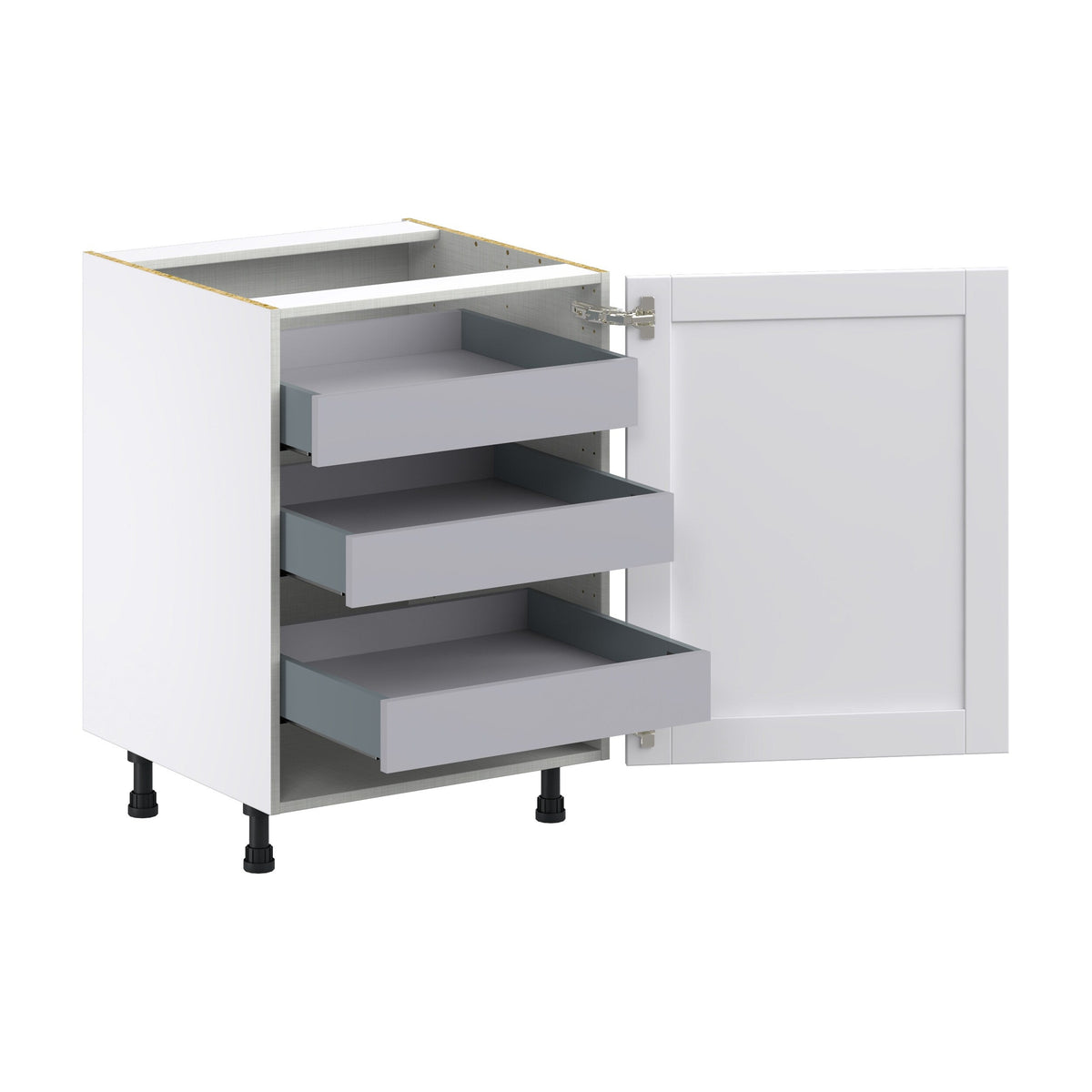 Hugo&Borg Rosemont 24-in W x 34.5-in H x 24-in D Glacier White 3-Drawers Base Fully Assembled Cabinet (Flat Panel Shaker Style)