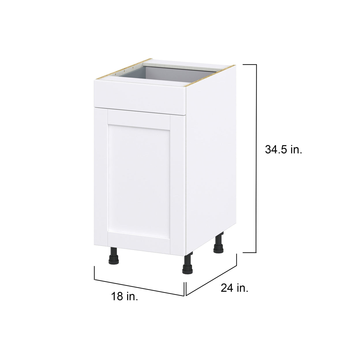Hugo&Borg Rosemont 18-in W x 34.5-in H x 24-in D Glacier White 1-Drawer Base Fully Assembled Cabinet (Flat Panel Shaker Style)
