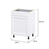 Hugo&Borg Rosemont 24-in W x 34.5-in H x 24-in D Glacier White 1-Drawer Base Fully Assembled Cabinet (Flat Panel Shaker Style)