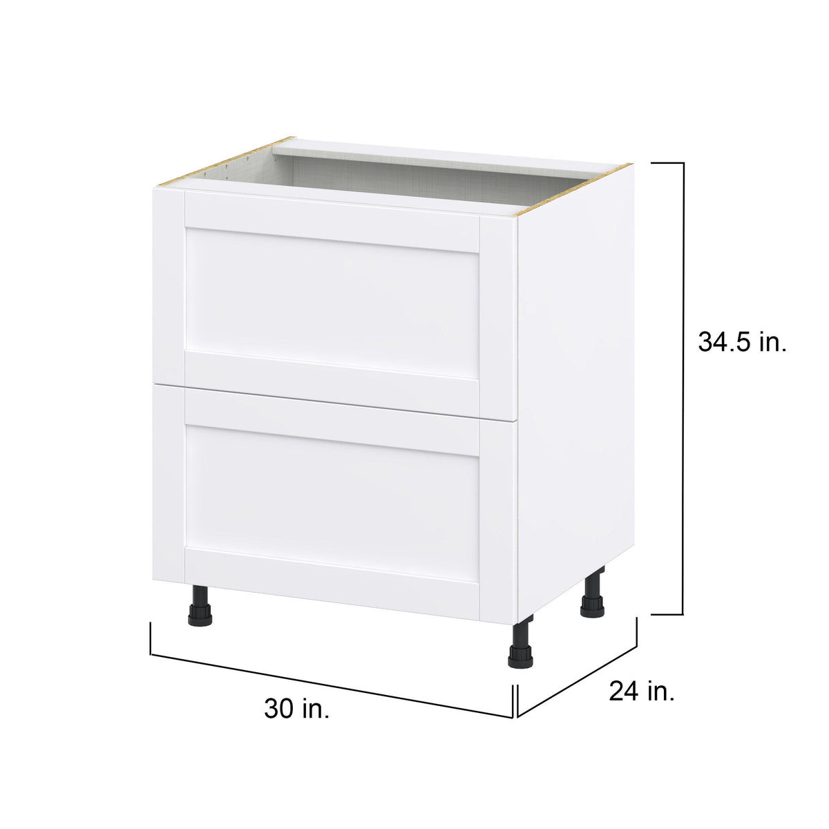 Hugo&Borg Rosemont 30-in W x 34.5-in H x 24-in D Glacier White 2-Drawer Base Fully Assembled Cabinet