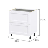 Hugo&Borg Rosemont 30-in W x 34.5-in H x 24-in D Glacier White 2-Drawer Base Fully Assembled Cabinet