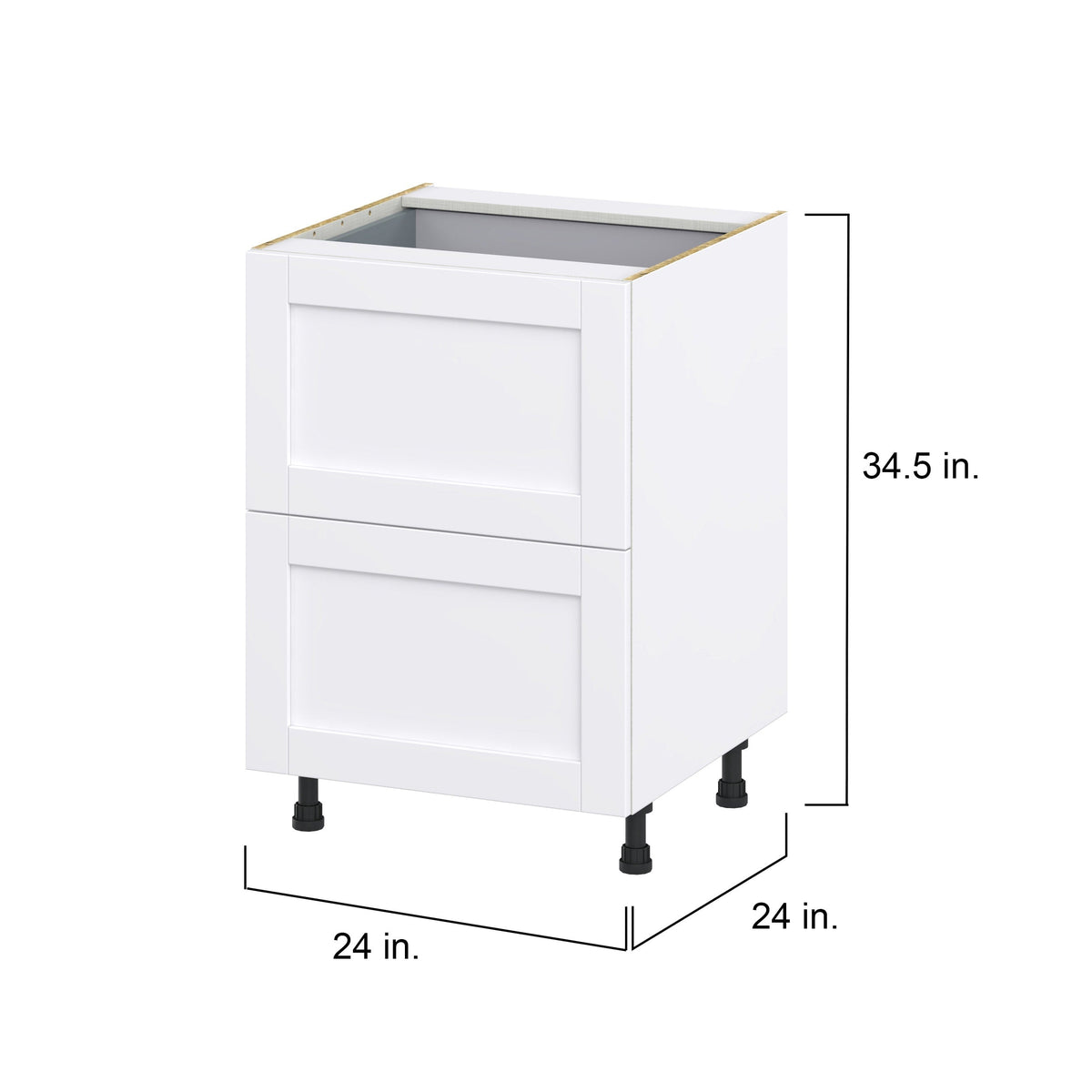 Hugo&Borg Rosemont 24-in W x 34.5-in H x 24-in D Glacier White 2-Drawer Base Fully Assembled Cabinet