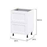 Hugo&Borg Rosemont 24-in W x 34.5-in H x 24-in D Glacier White 2-Drawer Base Fully Assembled Cabinet