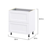 Hugo&Borg Rosemont 30-in W x 34.5-in H x 24-in D Glacier White 2-Drawer Base Fully Assembled Cabinet