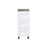 Hugo&Borg Rosemont 15-in W x 34.5-in H x 24-in D Glacier White 3-Drawer Base Fully Assembled Cabinet