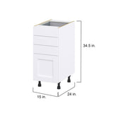 Hugo&Borg Rosemont 15-in W x 34.5-in H x 25-in D Glacier White 4-Drawer Base Fully Assembled Cabinet