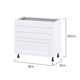 Hugo&Borg Rosemont 36-in W x 34.5-in H x 24-in D Glacier White 4-Drawer Base Fully Assembled Cabinet