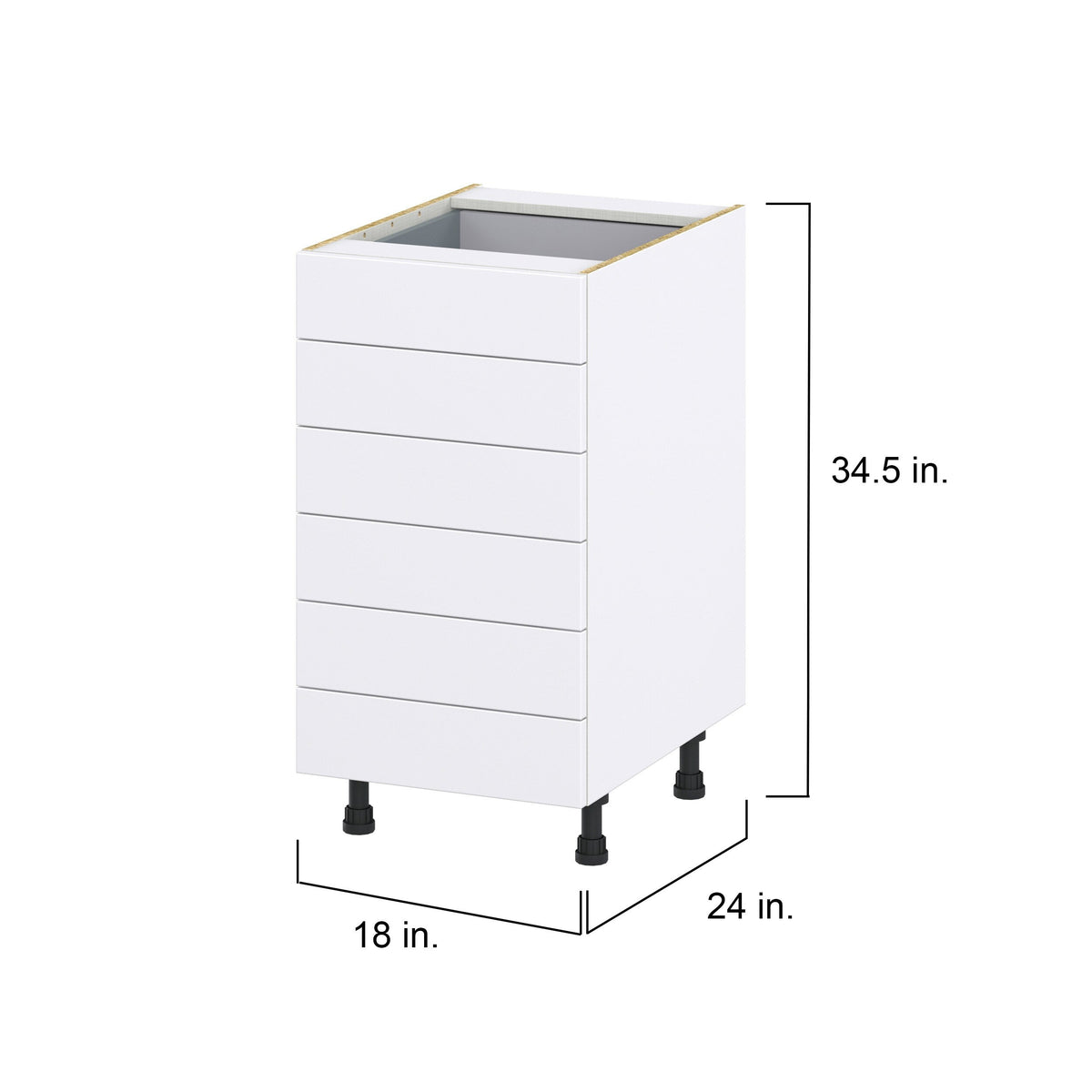 Hugo&Borg Rosemont 18-in W x 34.5-in H x 24-in D Glacier White 6-Drawer Base Fully Assembled Cabinet