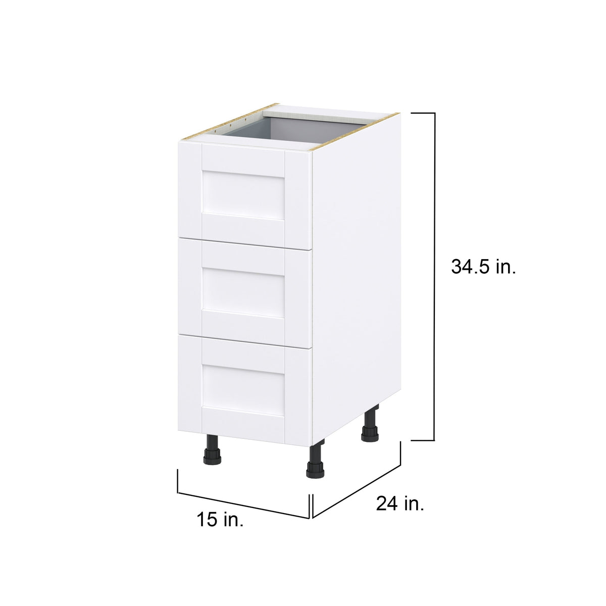 Hugo&Borg Rosemont 15-in W x 34.5-in H x 25-in D Glacier White 3-Drawer Base Fully Assembled Cabinet