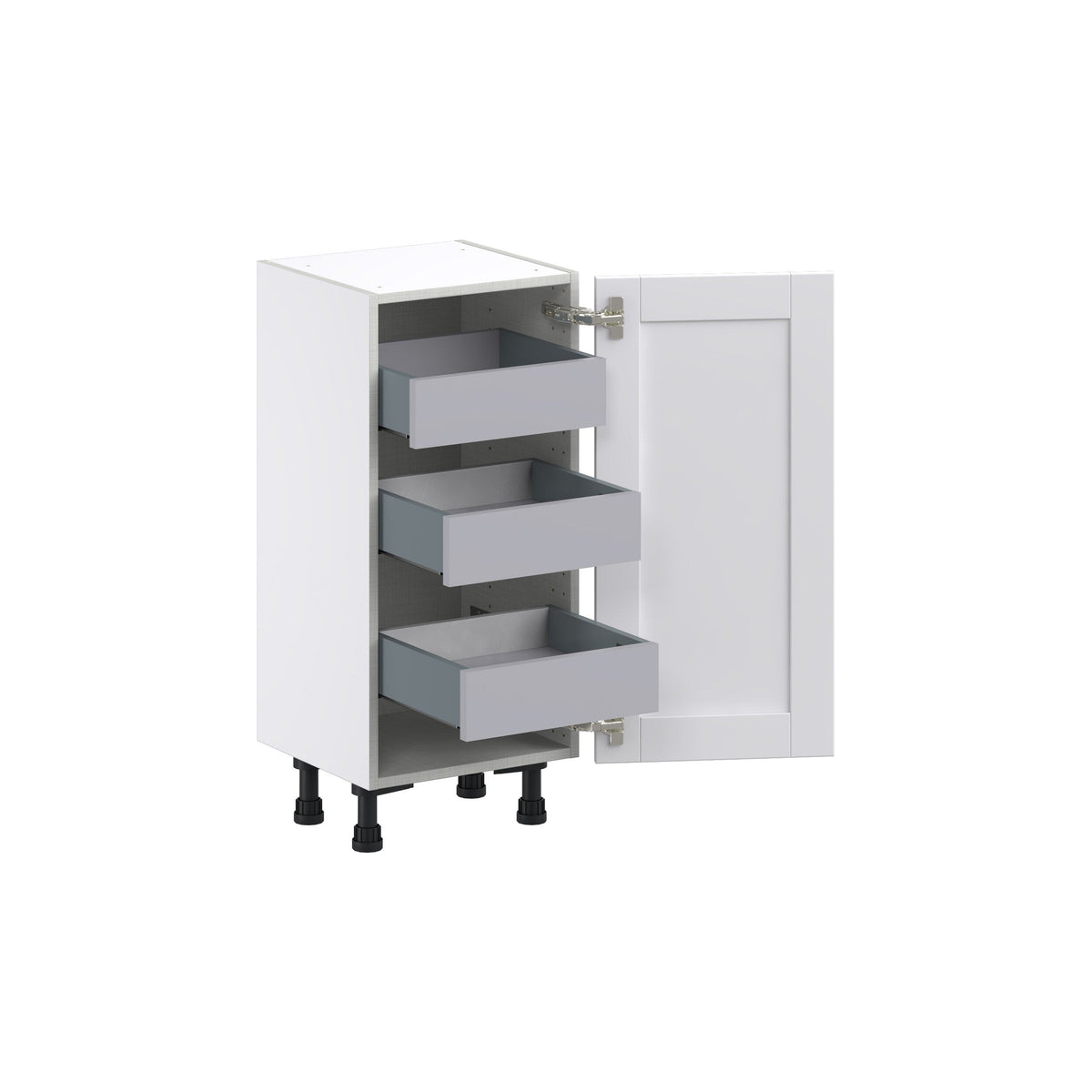 Hugo&Borg Rosemont 15-in W x 34.5-in H x 14-in D Glacier White 3-Drawers Base Fully Assembled Cabinet (Flat Panel Shaker Style)