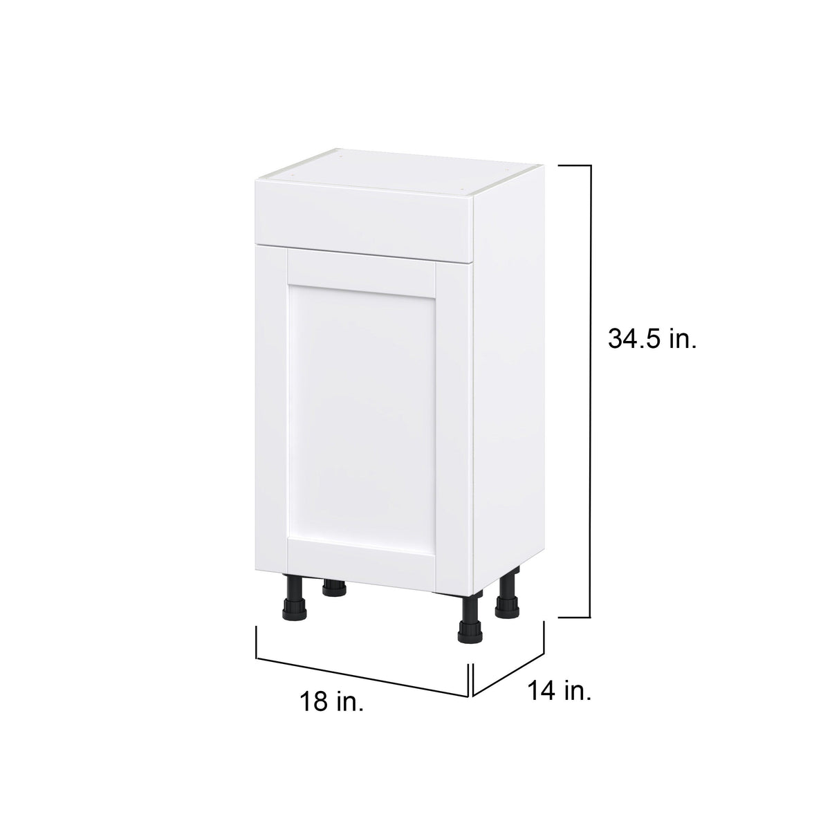Hugo&Borg Rosemont 18-in W x 34.5-in H x 14-in D Glacier White 1-Drawer Base Fully Assembled Cabinet (Flat Panel Shaker Style)