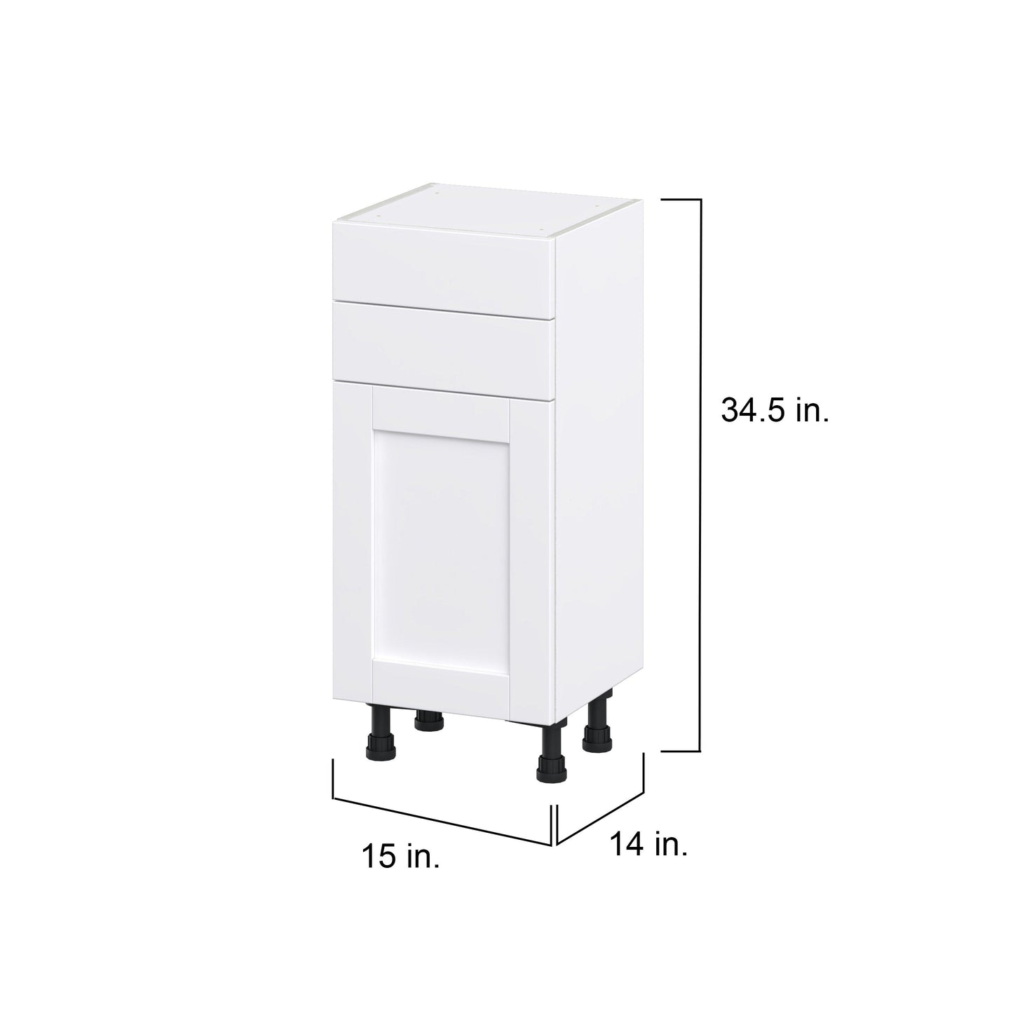 Hugo&Borg Rosemont 15-in W x 34.5-in H x 14-in D Glacier White 2-Drawers Base Fully Assembled Cabinet (Flat Panel Shaker Style)