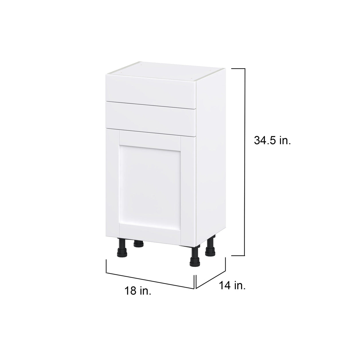 Hugo&Borg Rosemont 18-in W x 34.5-in H x 14-in D Glacier White 2-Drawers Base Fully Assembled Cabinet (Flat Panel Shaker Style)