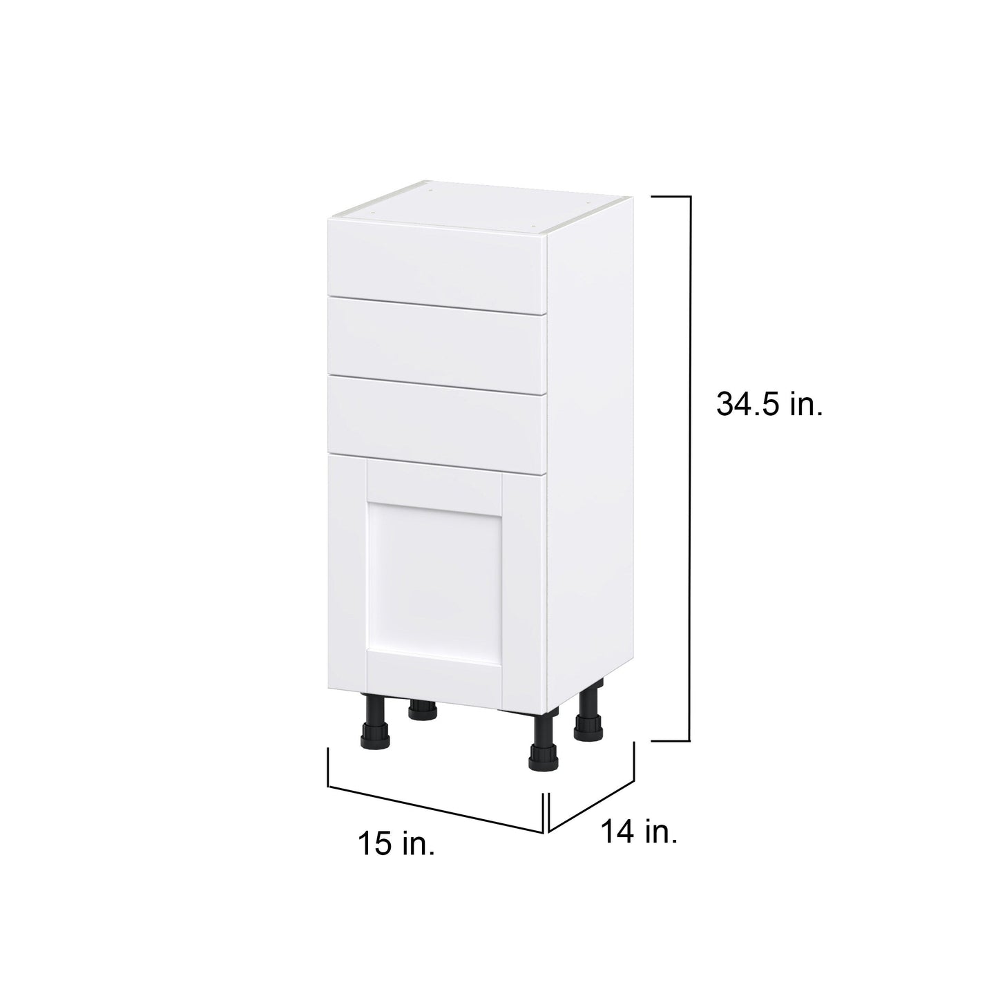 Hugo&Borg Rosemont 15-in W x 34.5-in H x 14-in D Glacier White 3-Drawers Base Fully Assembled Cabinet (Flat Panel Shaker Style)