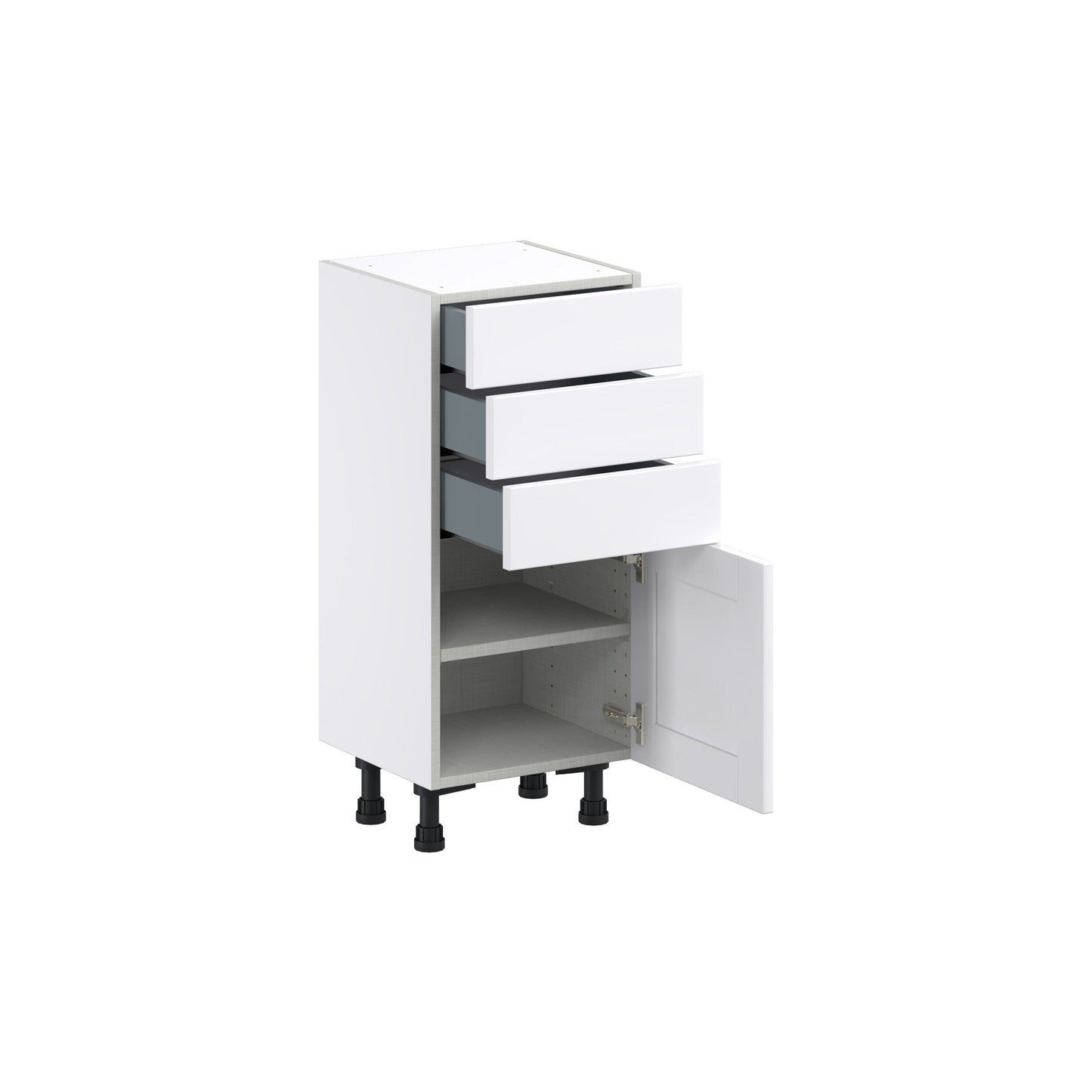 Hugo&Borg Rosemont 15-in W x 34.5-in H x 14-in D Glacier White 3-Drawers Base Fully Assembled Cabinet (Flat Panel Shaker Style)