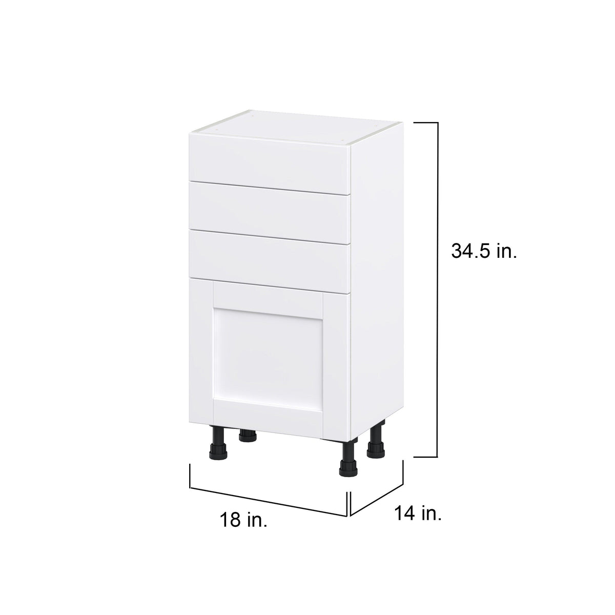 Hugo&Borg Rosemont 18-in W x 34.5-in H x 14-in D Glacier White 3-Drawers Base Fully Assembled Cabinet (Flat Panel Shaker Style)