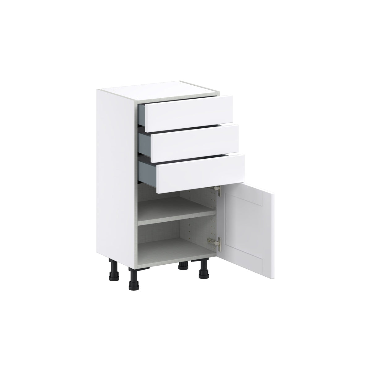 Hugo&Borg Rosemont 18-in W x 34.5-in H x 14-in D Glacier White 3-Drawers Base Fully Assembled Cabinet (Flat Panel Shaker Style)