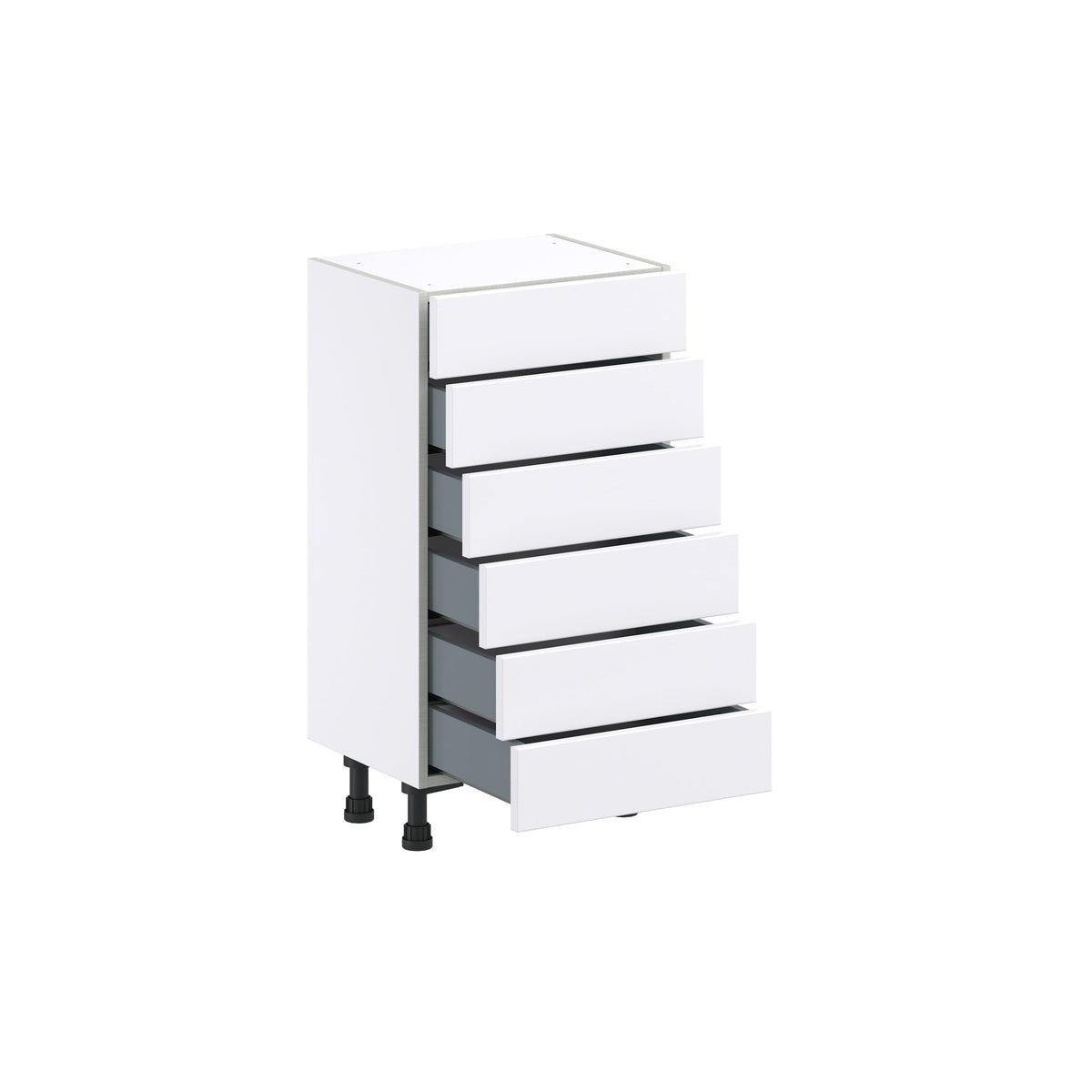 Hugo&Borg Rosemont 18-in W x 34.5-in H x 14-in D Glacier White 6-Drawer Base Fully Assembled Cabinet